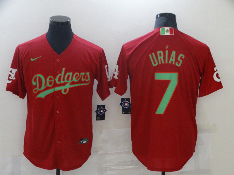 Men Los Angeles Dodgers 7 Urias Red Game New 2021 Nike MLB Jersey